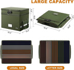 DocSafe File Box with Lock,Multi-Layer Fireproof Document Box Collapsible File Storage Organizer with Pockets/Handle,Portable Home Office Filing Cabinet for Hanging Letter/Legal Size Folders,Green