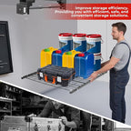 TBVECHI Overhead Garage Lifting Storage Rack, 4x4 Ft Heavy-Duty Metal Garage Ceiling Rack, Storage Organizer System with 96''L Adjustable Height, 250lbs Weight, Matte Black