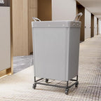 Lifewit 165L Laundry Basket with Wheels, Large Heavy Duty Commercial Rolling Laundry Hamper with Handles, Tall Steel Frame Laundry Cart for Laundry Room Bedroom Hotel Home Dorm, Sliver Gray