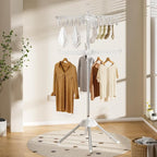 Abiglifty Rotatable and Foldable Clothes Drying Rack, Space Saving Free Standing Laundry Drying Rack for Indoor, Balcony, 2 Layer