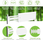 ANTOWIN 4 Pack Expandable Drawer Dividers, 4.7'' High, Extend from 12.2'' to 17.7'', Dresser Drawer Organizers, Bamboo Separators for Kitchen, Bedroom, Office, Bathroom (White)