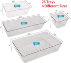 25 PCS Clear Plastic Drawer Organizer Set,Vanity Organizer Storage Bins Containers,4 Size Desk Drawer Organizer Tray