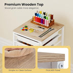 GOFLAME 6-Drawer Rolling Storage Cart, Craft Storage Cart with Wood Tabletop and Lockable Wheels, Art Cart Supply Storage Organizer with Metal Frame for Home Office Classroom, White