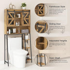 Vabches Over The Toilet Storage Cabinet, Farmhouse Storage Cabinet Over Toilet with Sliding Barn Door，Home Space-Saving Toilet Rack, for Bathroom, Restroom, Laundry，Brown