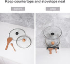 Pot Lid Holder While Cooking, Kitchen Pot Lid Storage Rack for stove top, Multifunctional Kitchen Pot Lid Organizer for Countertop (Iron,Dark Grey)