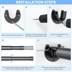Closet Rods for Hanging Clothes, 17 to 28 Inch Stepless Adjustable Closet Rod, 1.3 Inch Diameter Metal Heavy Duty Closet Hanging Rod for Closet Wardrobes Laundry RV, Black