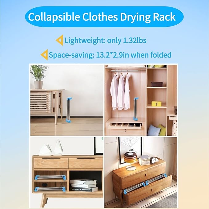 Lmaray Portable Travel Garment Rack, Stainless Steel Foldable Mini Drying Clothes Rack for Travel, Camping, Hotel Room, Laundry, Dance, Indoor, Outdoor (A-Regular Compact)
