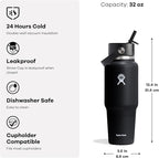 Hydro Flask Travel Water Bottle - Insulated Stainless Steel - Wide Straw Lid, Non Spill, Leakproof in 32 Oz Botanical Bliss Green