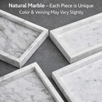 Natural White Marble Tray for Bathroom | Kitchen | Vanity | Desktop, Stone Organizer for Coffee Table, Dresser, Nightstand, Candles, Soap, Towel, Plant, Jewelry (10" x 6"), Rectangular