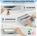 10-inch Paper Plate Dispenser Under Cabinet, Bamboo Paper Plate Holders, Kitchen Counter Vertical Plate Dispensers Holders Countertop Caddy (For 10-inch Plates,Gray)