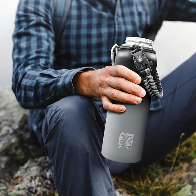 Insulated Water Bottle | Thickened Stainless Steel Vacuum Metal Portable Sports Water Jug for Gym and Hiking with Straw, Carrier Bag, Handle Strap | BPA-Free 40 oz