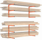 WALMANN Garage Wall Mounted Lumber Storage Rack, Overhead Heavy Duty One-Piece Design Lumber Rack for Woodworking Shop(2 Pairs)
