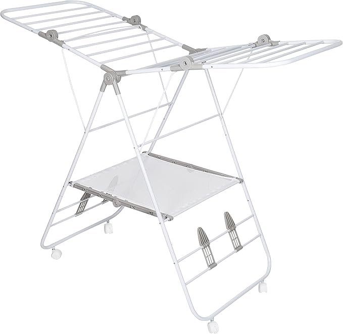 Honey-Can-Do Folding Wing Clothes Dryer, with Wheels DRY-09804 White, 50 lbs