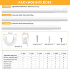 Closet Rods for Hanging Clothes, 17-54 Inch No-Cut Stepless Adjustable Closet Rod, 1.3 Inch Heavy Duty Metal Closet Hanging Rod with Brackets, White Closet Bar for Closet, Laundry Room, RV, Wardrobes