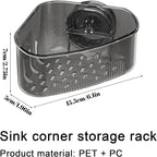 2PCS Sink Organizer Rack for Kitchen for Sponges, Scrubbers, Sink Corner Drain Box,with Adhesive Suction Cup Mount(Black)