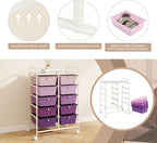 RELAX4LIFE 10-Drawer Rolling Storage Cart - Mobile Craft Art Supply Storage Organizer for Tool Scrapbook Paper Salon, Office School Classroom Teacher Rolling Cart with Drawers, Utility Cart on Wheels