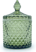 Colorful Glass Jar With Lid,Candy Cookie Jars,Jewelry Box,Christmas Decorative Jar(Olive Green)