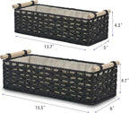 Toilet Paper Baskets for Organizing[2 pack],Paper Rope Wicker Storage Basket with Handle, Bathroom Basket for Bedroom,Living Room.Nursery, (black)