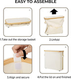 StorageWorks Toilet Paper Storage Baskets with Dual Flip Lids, Toilet Paper Organizer for Bathroom, Toilet Paper Container with Side Pocket, Holds 9 Mega or 12 Regular Rolls, Medium, Beige
