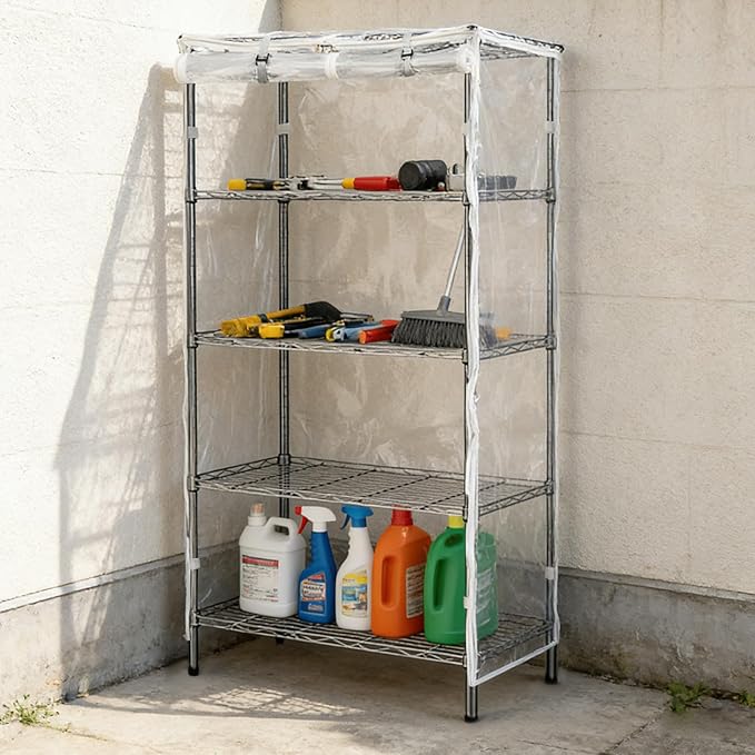 Wire Shelf Cover,600D Heavy Duty 100% Waterproof Shelf Covers for Wire Shelving,Outdoor Storage Shelves Cover for Metal Rack,36 W x 18" D x 72" H,Clear