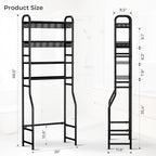 4-Tier Over The Toilet Storage Shelf and Rack | Above Toilet Organizer with Metal Frame & Vinyl Mesh, Space-Saving Unit for Bathroom and Laundry Room, Black
