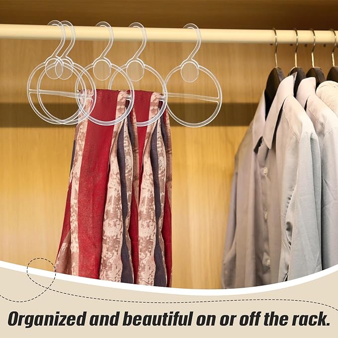 50 Pcs Scarf Hanger Plastic Holder Organizer Space Saving Scarf Organizer Clothes Hanger for Scarves Headscarves Clothing Sorting Storing (Clear)