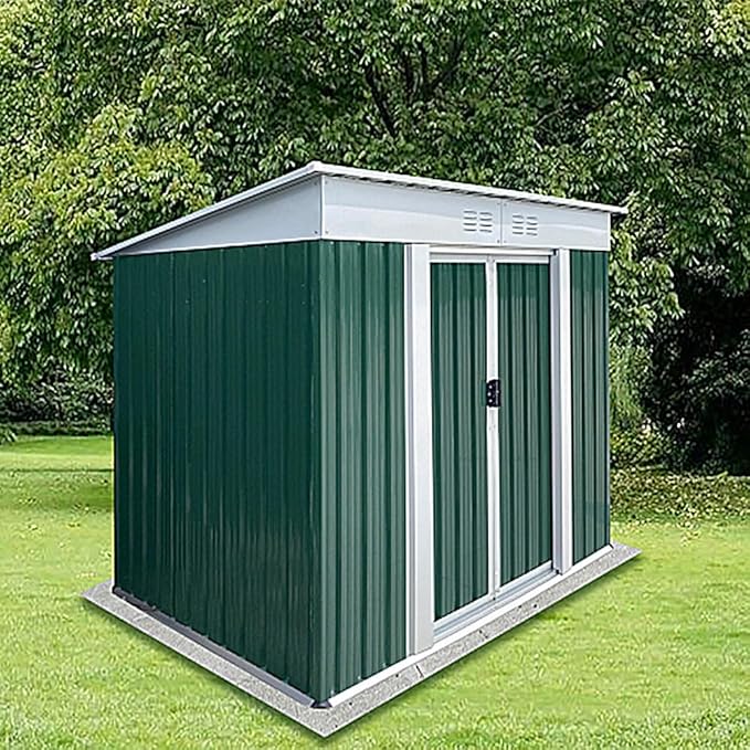 Outdoor Vertical Metal Storage Shed 5 x 3 Feet, Corrosion Resistant Steel with Sliding Door Suitable for Garden Bike, Tool Metal Storage Shed （Green）