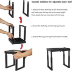 Locker Shelf for School Locker Adjustable Height and Width, Locker Organizer Shelf Stackable Locker Tools for Gym Lockers, Office, Back to School Essentials, Black