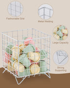 K Cup Holder Organizer, 5.3" x 5.3" x 6.3" Coffee Pod Storage Basket, Coffee Bar Accessories Metal Basket, Large Capacity Countertop Organizer for Kitchen Counter & Office Desktop (Silver)