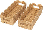 2 Pack Toilet Baskets,Scalloped Edge Wicker Basket for Toilet Paper Storage,Small Baskets for Bathroom,Living Room,Countertop, Shelves,Both Organizer&Decor,Natural Water Hyacinth