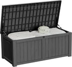 150 Gallon Outdoor Storage Box Patio Deck Box Waterproof, Resin Lockable Outside Large Storage Bin for Pool Cushion Furniture, Garden Tools UV-Resistant, Black