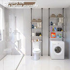 YeYeBest Over The Toilet Storage, 91-124 Inch Adjustable Bathroom Organizer, 4-Tier Stainless Steel Toilet Rack Storage Shelf, Bathroom Organizer, Easy to Assemble Spacesaver, DIY Size Height, Black