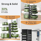 MUDEELA Pots and Pans Organizer Rack under Cabinet 8-Tiers Adjustable Pot Rack with 3 DIY Methods, Expandable 11.65'' to 19" Pot Lid Organizer for Kitchen Pantry Cabinet Organization and Storage