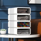Desk Organizer with Drawers, Stackable Storage Drawers with Compartments Desktop Organization for Office Supplies, Makeup, Pencils, Tape, Erasers, Paperclips, Chargers (4 Pack White)