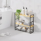Bathroom Shelves Over Toilet Storage - 3 Tier Large Wall Mounted Shelves for Bathroom - Over Toilet Organizer - Adjustable Stand Shelf Rack for Kitchen Living Room - Black Oak