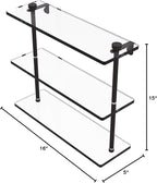 Allied Brass NS-5/16 16 Inch Triple Tiered Glass Shelf, Oil Rubbed Bronze