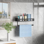 Paper Towel Holder with Shelf for Bathroom, Kitchen Paper Holder Spice Rack Paper Towel Roll Holder Wall Mounted Paper Towel Holder with 2 Hooks(2 Installation Methods - Self-Adhesive and Drilling)