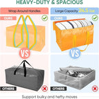 BALEINE 4-Pack Oversized Moving Bags with Reinforced Handles, Heavy-Duty Storage Tote for Clothes, Moving Supplies (Light Yellow, 4-Pack)