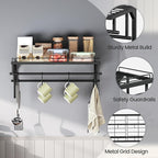Hanging Pot Rack, Wall-Mounted Pot Rack, Kitchen Cookware Organizer, Metal Pot and pan Organizer Holder, for Cookware, Utensils Organization, Black TPR37BB