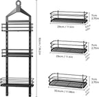 ODesign 3 Tier Height-Adjustable Shower Caddy Hanging Hanger Anti-Swing-Over The Shower Head Caddy-Shower Storage Organizer Bathroom Shelves Basket Shower Caddies-Black,11.9" x 4.84" x 36.2"