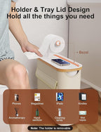 Toilet Paper Storage Basket Holder Holds 9-12 +1 Rolls Elegant Multi-Functional Bathroom Toilet Paper Holder Stand Storage Organizer Waterproof with Tray Hold Phone Wet Wipes Beige