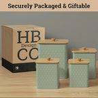 Kitchen Canisters for Countertop Set of 4 - Textured Iron Kitchen Canisters with Airtight Lids - Flour Sugar Canister Set - Flour and Sugar Containers Farmhouse - Coffee Jar for Counter - Green Jar x4