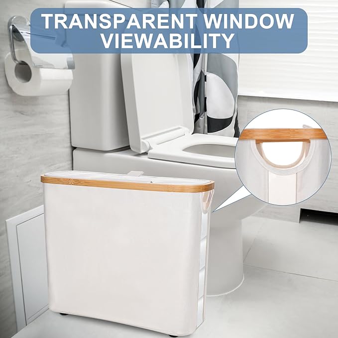 Toilet Paper Storage,Bamboo Organizer Holder With Lid For Bathroom Toilet Paper Towel Storage Basket
