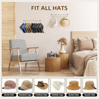 Viklluyr Hat Rack Baseball Cap Wall Organizer - Closet Hats Holder with 20 Hooks - Metal Caps Storage Wall Mounted Hat Hanger Set of 2 for Closet Door Bedroom Entryway Laundry(Grey)