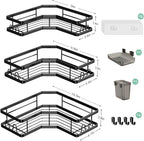 Corner Shower Caddy Bathroom Organizer: Stainless Steel Adhesive Shower Rack - 3Pack No Drilling Shower Shelf - Rustproof Bathtub Organizer