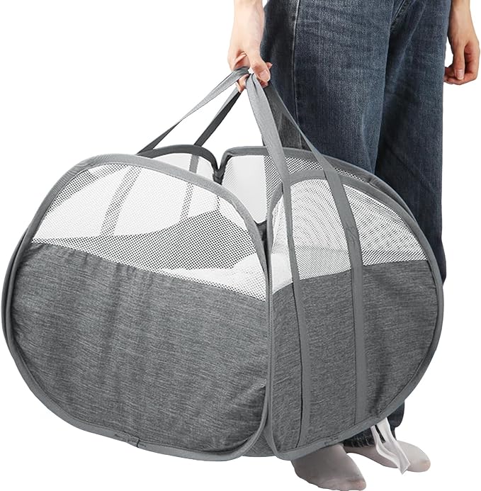 Collapsible Laundry Baskets, 90L Large Foldable Laundry Basket, Tear-proof Pop Up Hampers for Laundry, Dirty Clothes Laundry Hamper for Bedroom, Bathroom, Dorm, Laundry Room, Travel or Camping Grey