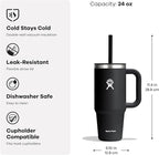 Hydro Flask Travel Tumbler with Handle, Lid and Straw - Insulated Stainless Steel in 24 Oz Nectar Orange