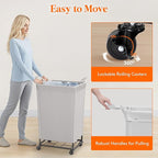 Lifewit 165L Laundry Basket with Wheels, Large Heavy Duty Commercial Rolling Laundry Hamper with Handles, Tall Steel Frame Laundry Cart for Laundry Room Bedroom Hotel Home Dorm, Sliver Gray