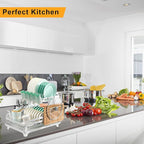 Dish Drying Rack Without Installation 2 Tier Metal Dish Racks for Kitchen Counter for 1-3 People with Drain Board Multifunctional Storage and Drainage Apartment Essentials