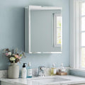 16x20 Inch Beveled Bathroom Medicine Cabinet with Mirror, Assembly Needed, Recessed or Wall Mount, 1 Adjustable Tempered Glass Shelf, Aluminum Medicine Cabinet, Side Mirror, Reversable Door